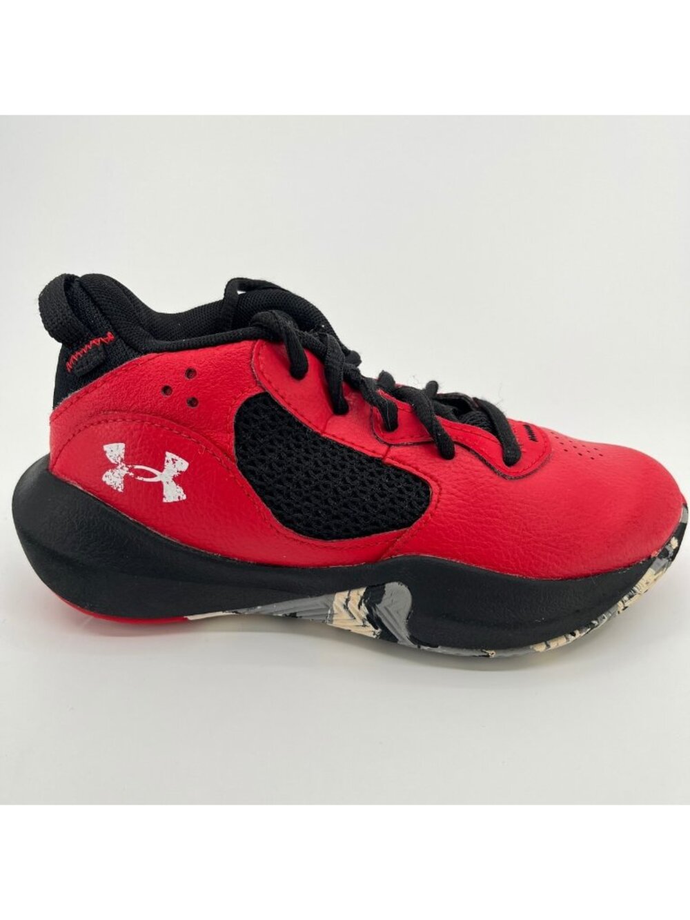 Under Armour Lockdown 6 Boys Size 13K Red Leather Basketball Shoes Sneakers